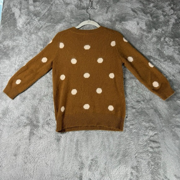 Wallace Sweater Women's XS Brown White Polka Dot Angora Blend Preppy Cottagecore - Picture 4 of 10